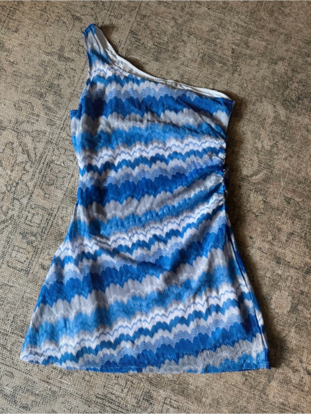 Cupshe Blue and White One-Shoulder Kids One-Piece